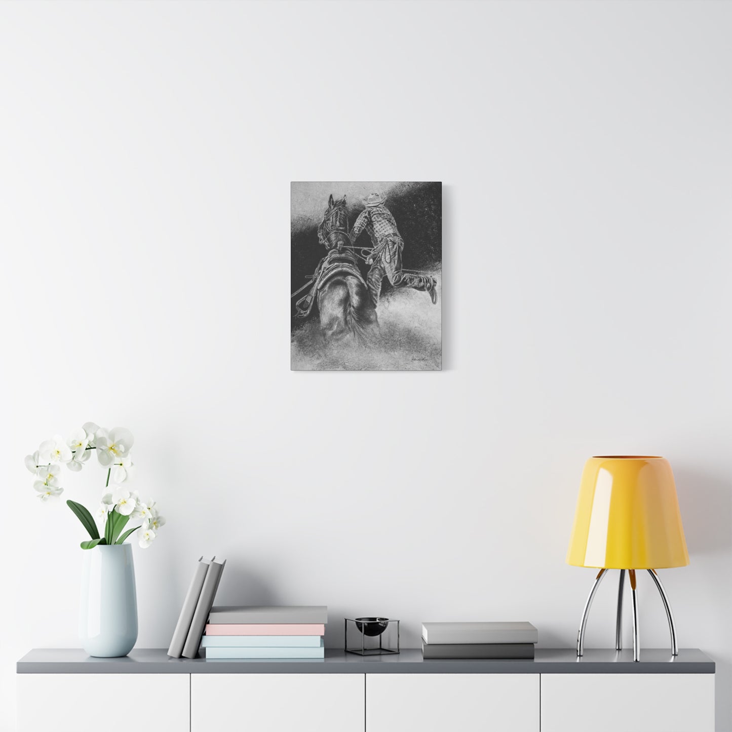 The Dismount. Steer Roper Stretched Canvas Wall Art
