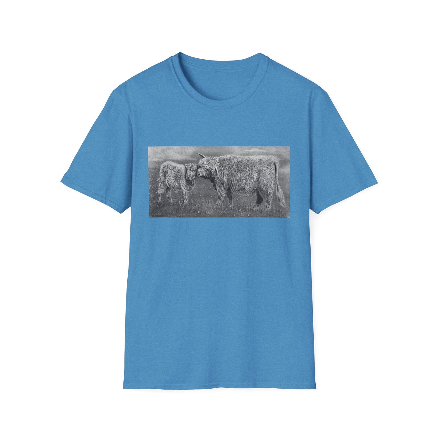 Highland Love, Highland Cow Print Unisex Softstyle T-Shirt