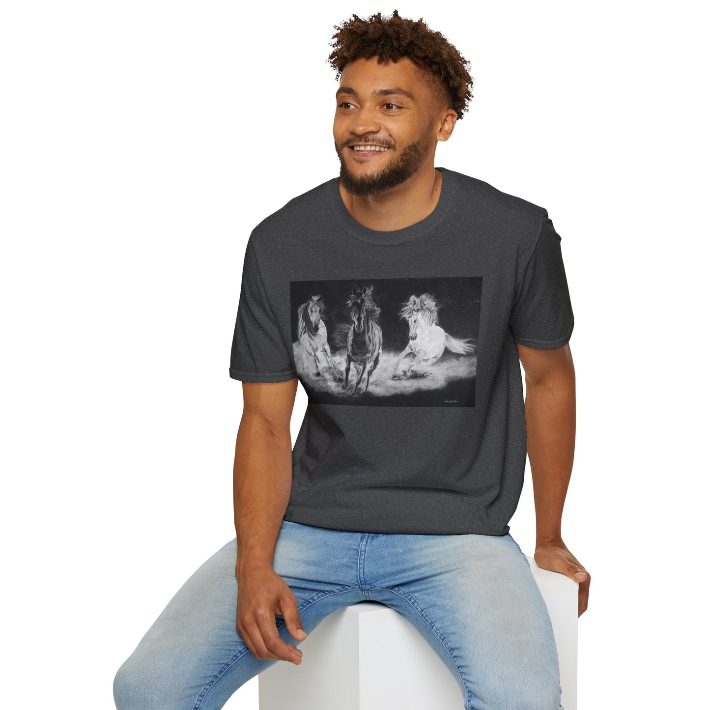 Midnight Run. Horse Graphic Unisex T-Shirt, Soft Cotton Shirt