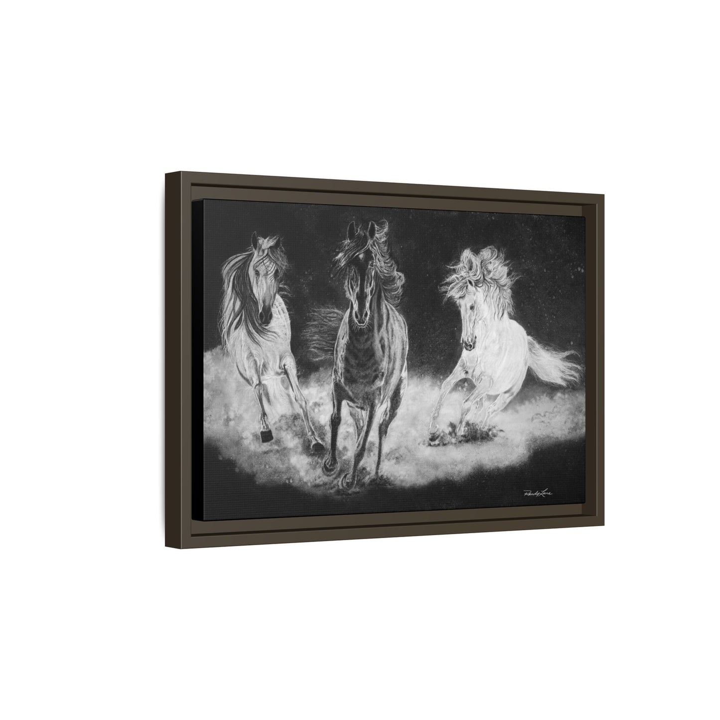 Midnight Run. Framed Stretched Matte Canvas Fine Art Horse Print