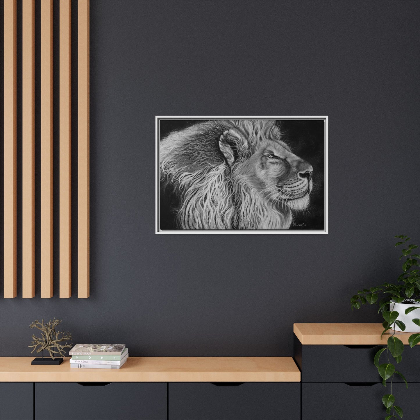 King of Cool, Majestic Lion Framed Canvas Art