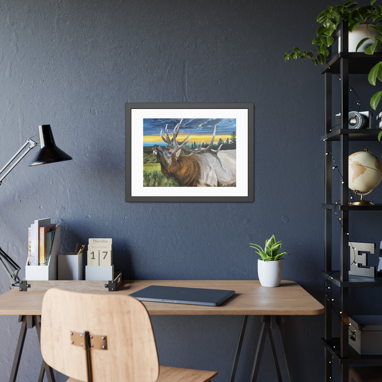Sunset Serenade, Elk Framed Fine Art Print