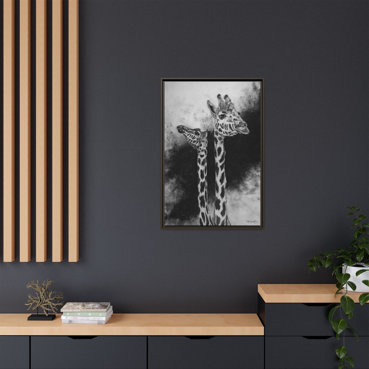 Grace in the Grasslands, Giraffe, Framed Matte Canvas Wall Decor