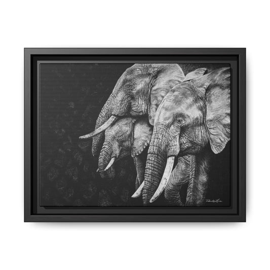 Brushland Bond. Elephant Art Framed Stretched Matte Canvas Print