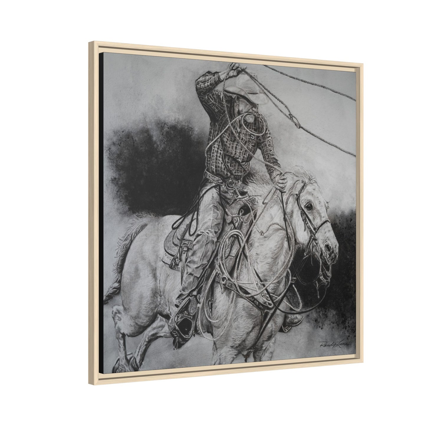 Let it Fly, Rodeo Tie-down Roper Painting, Matte Framed Stretched Canvas