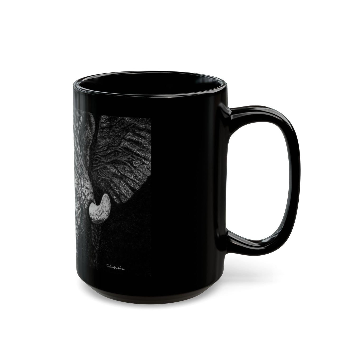 Ebony and Ivory, Elephant Art Black Mug