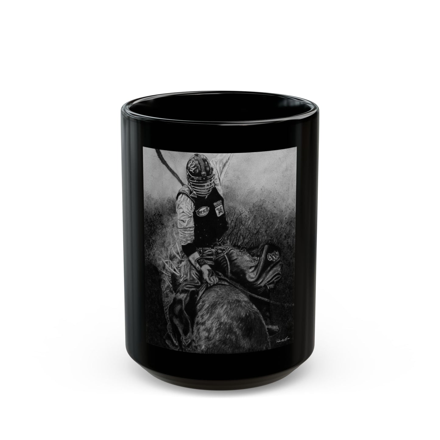 Gettin Frosty. Bull Rider Black Mug