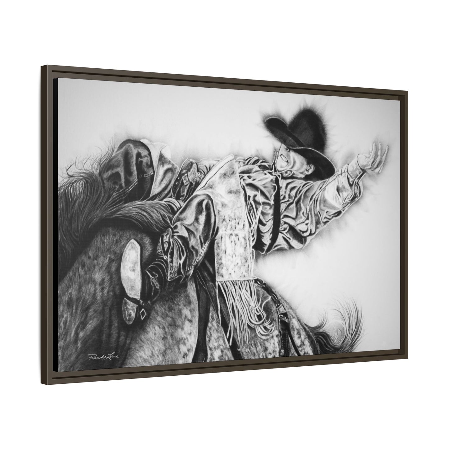 Go Time. Stretched Matte Canvas Framed Rodeo Art Print