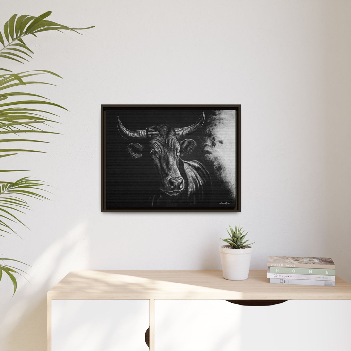 Stonebreaker. Bucking Bull Framed Stretch Matte Canvas Print