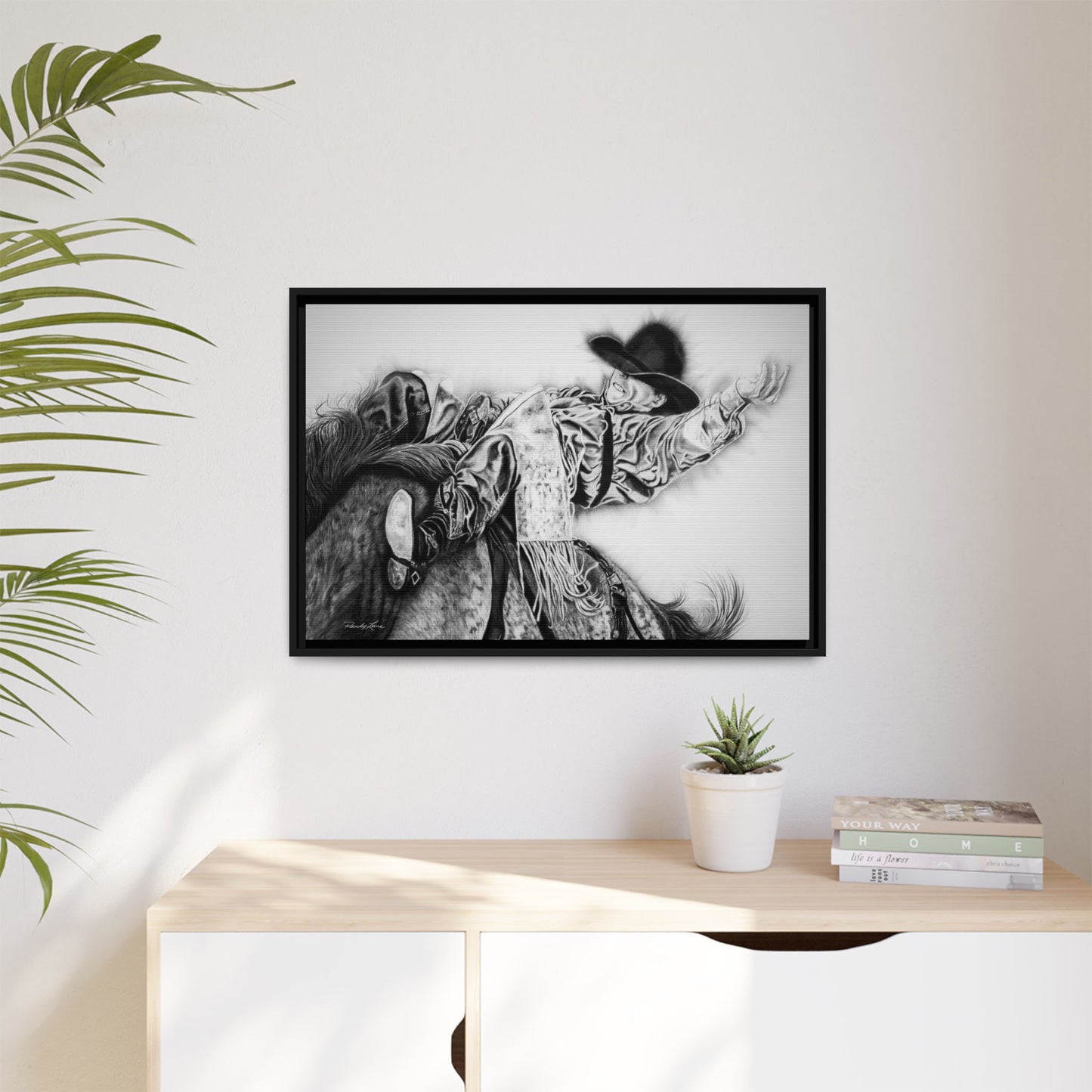 Go Time. Stretched Matte Canvas Framed Rodeo Art Print