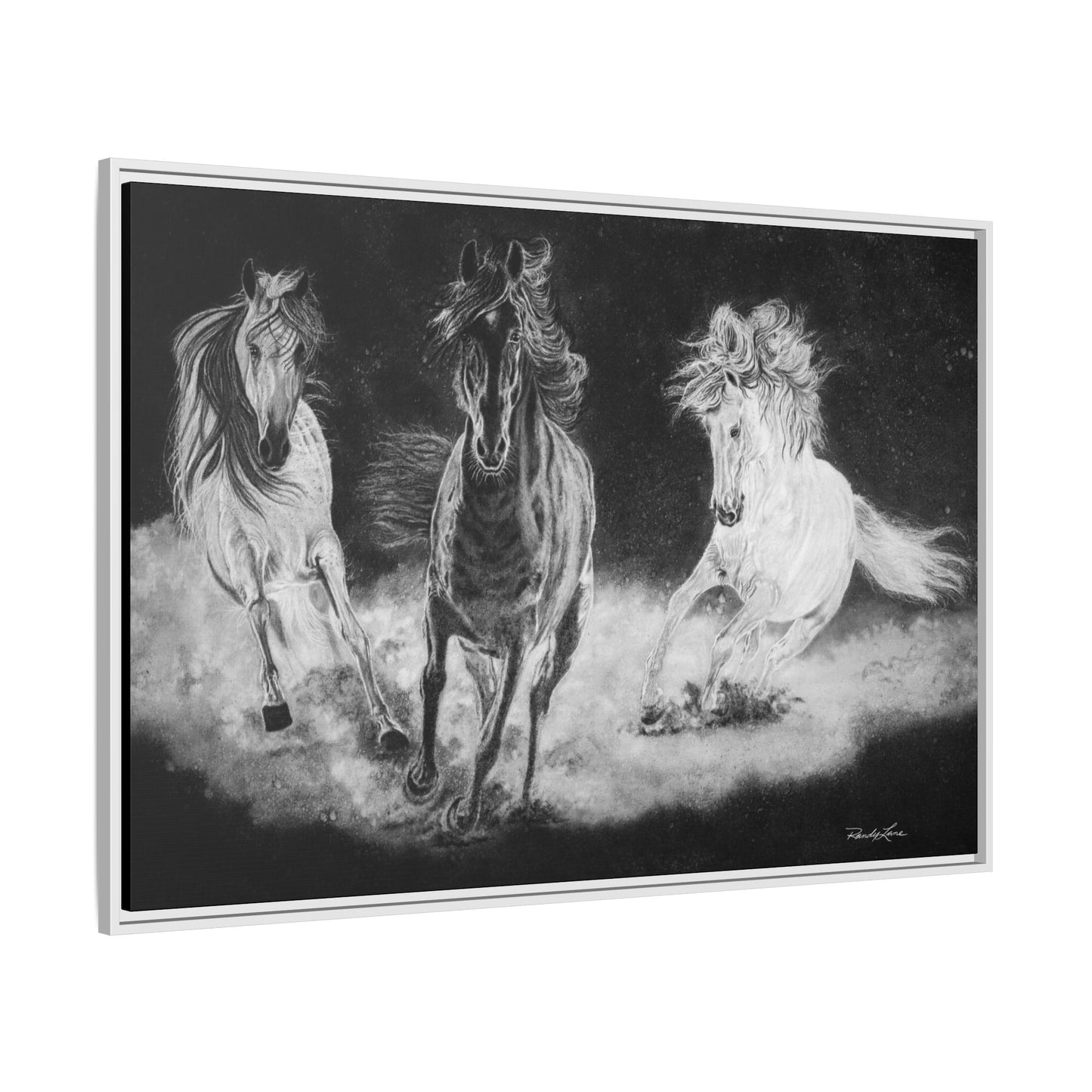 Midnight Run. Framed Stretched Matte Canvas Fine Art Horse Print