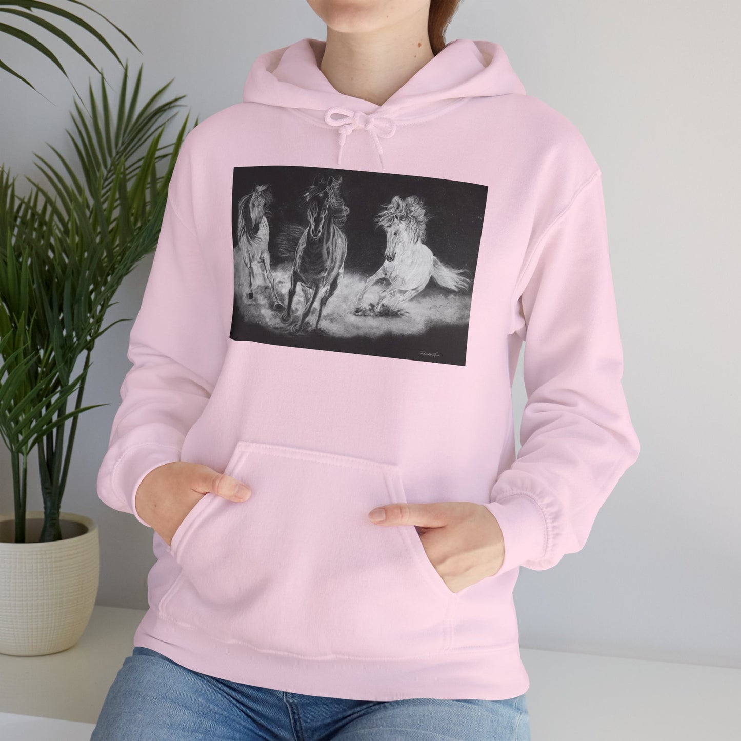 Midnight Run. Horse Cozy Unisex Hooded Pullover