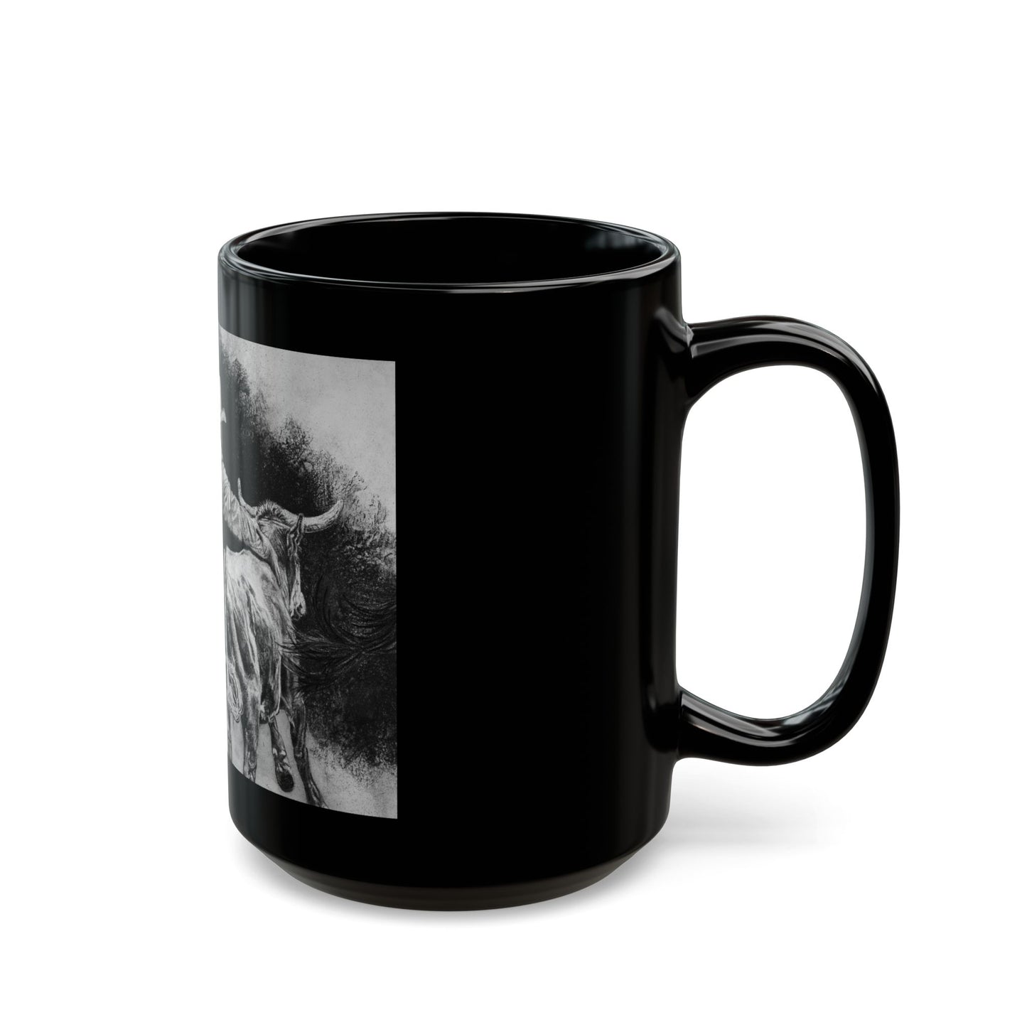 Contact. Cowboy Bulldogger Rodeo Art Black Mug - 11oz & 15oz