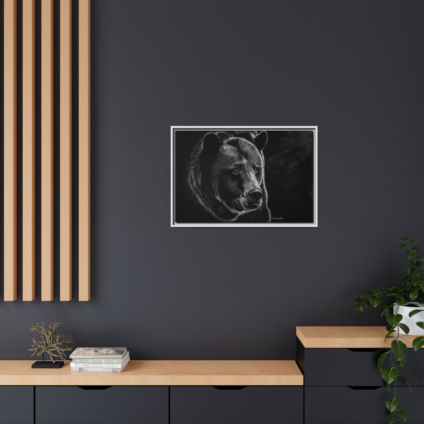 Dominance, Bear Portrait Stretched Framed Matte Canvas Print