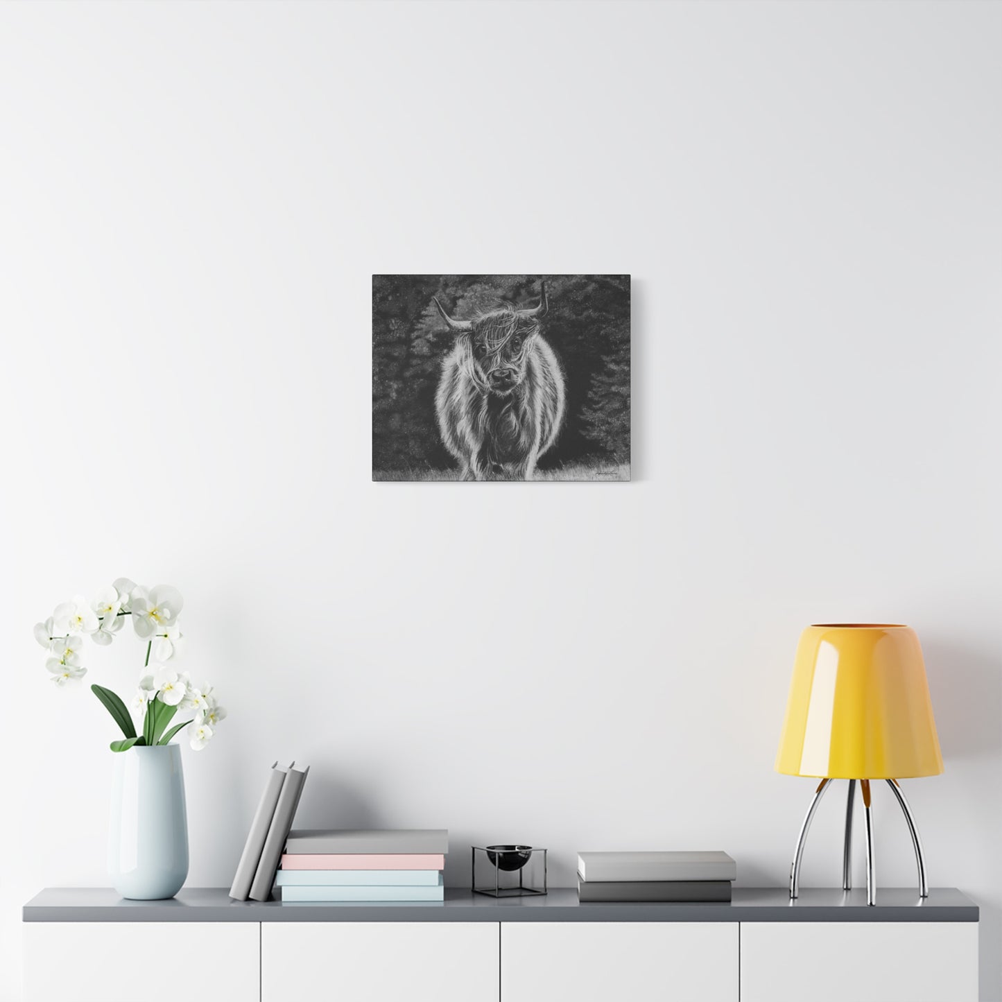 Ragamuffin. Highland Cow Stretched Matte Canvas Wall Art