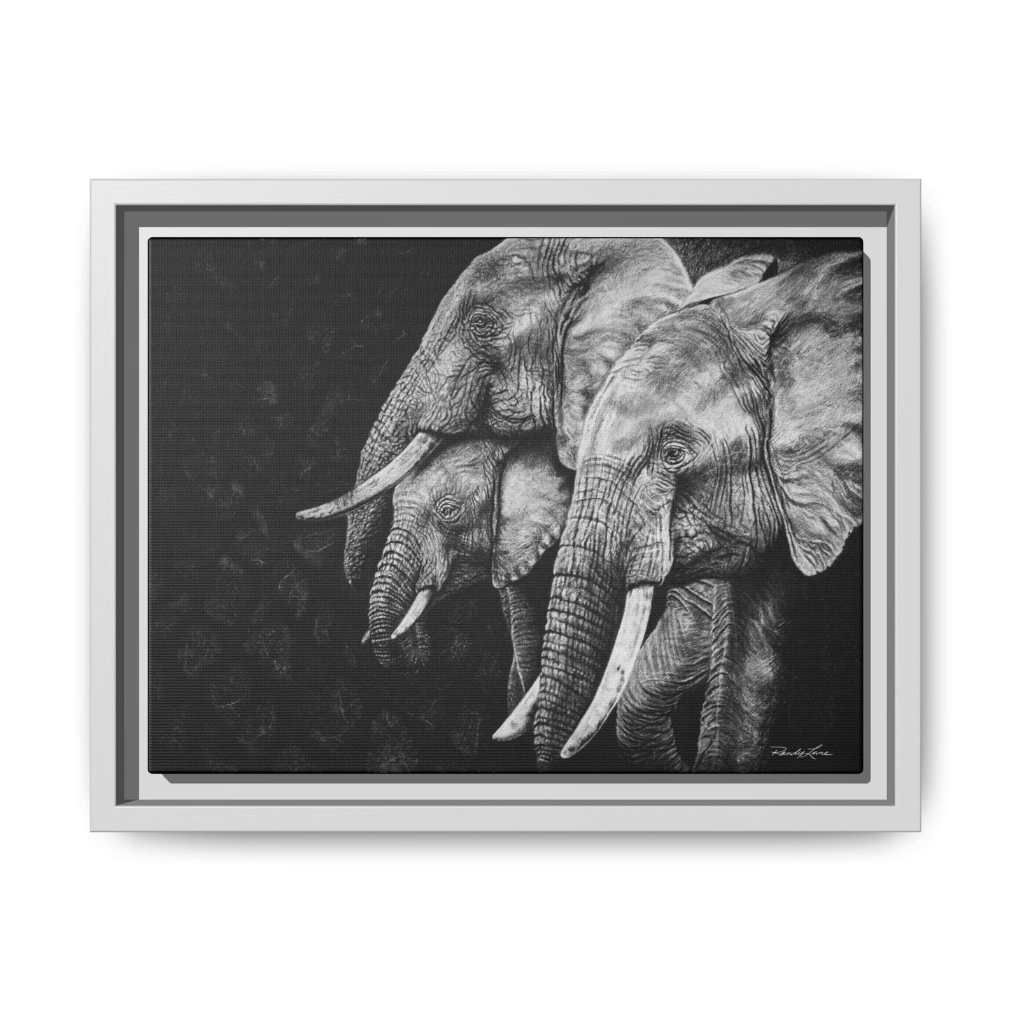 Brushland Bond. Elephant Art Framed Stretched Matte Canvas Print