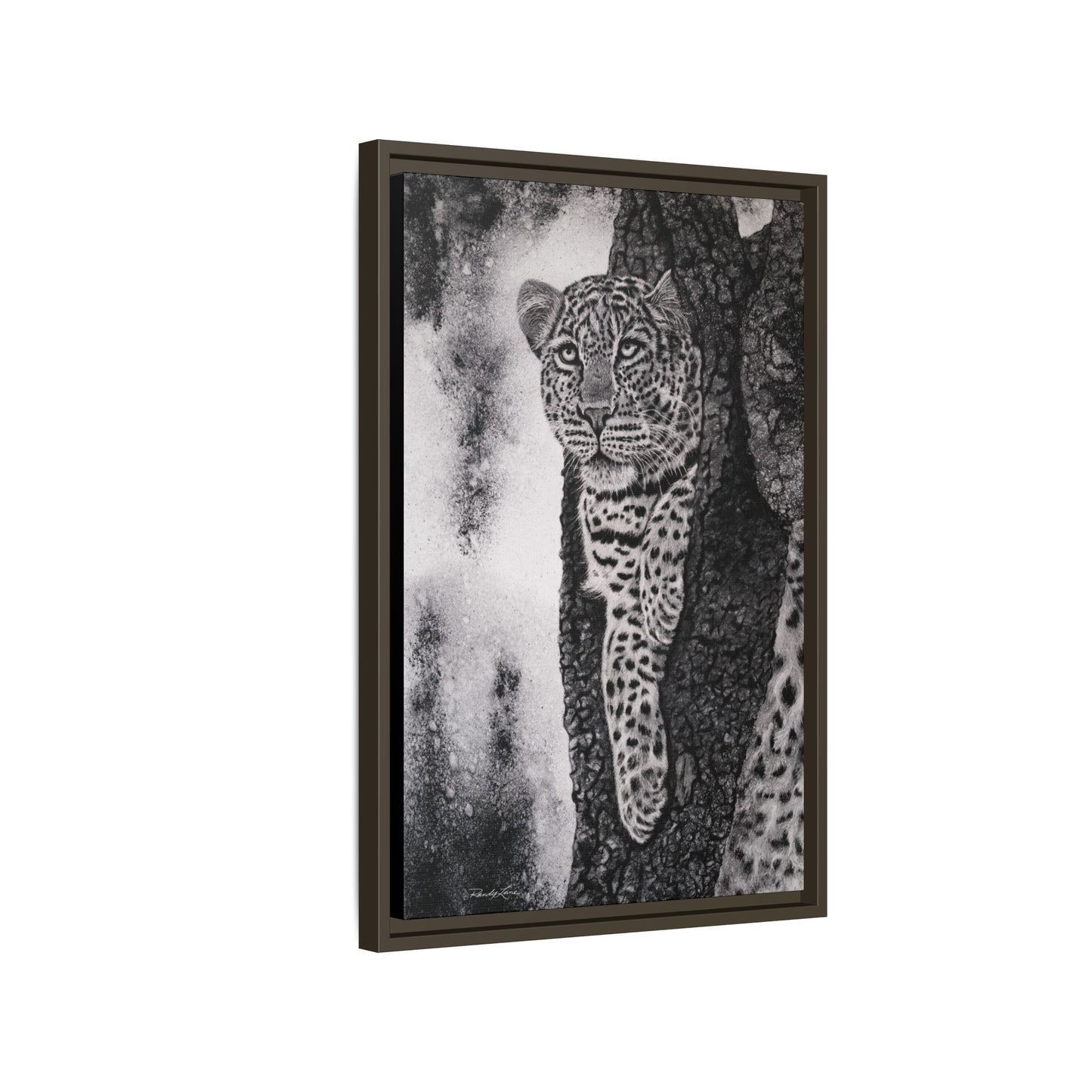 Tree Hugger, Leopard Framed Matte Canvas Wall Art
