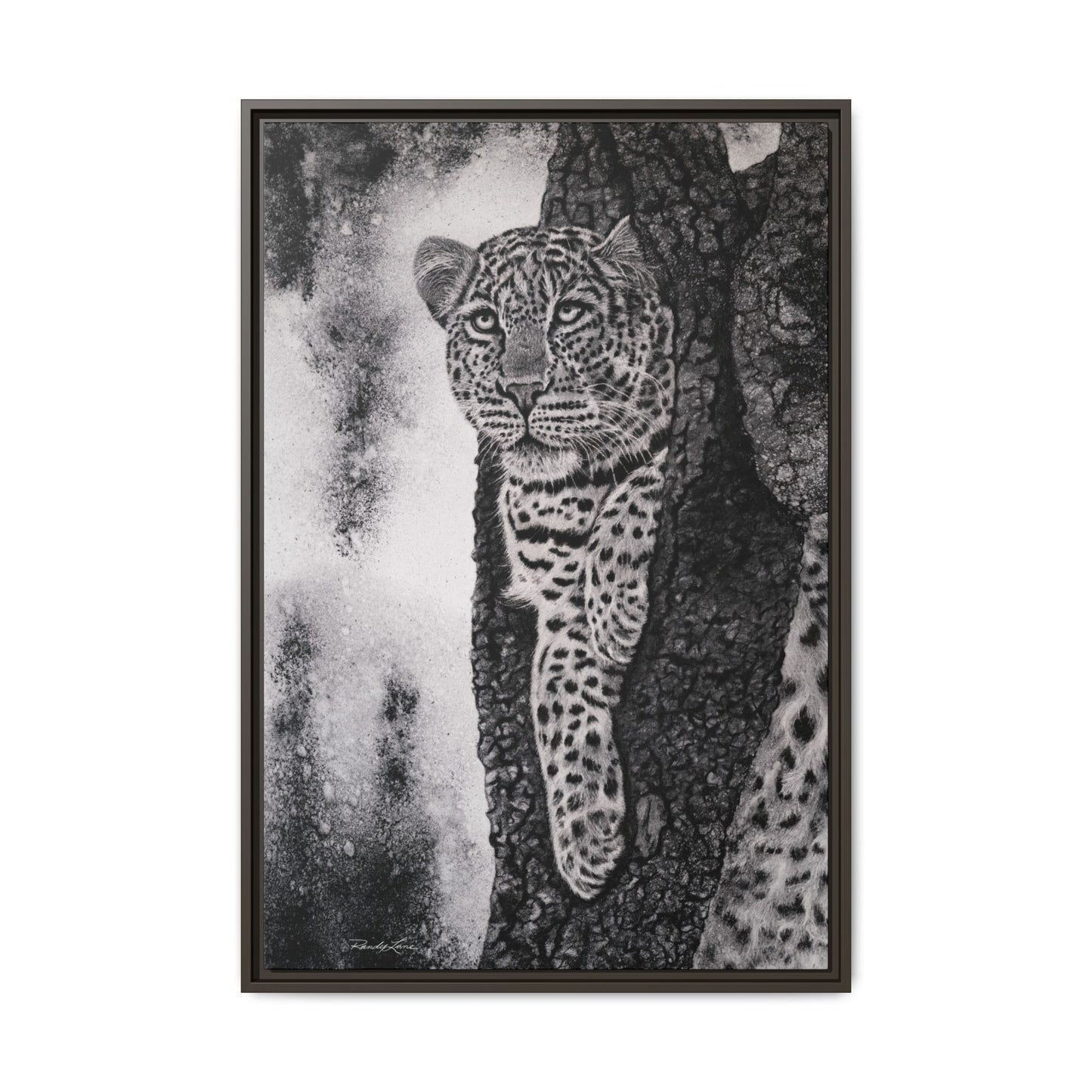 Tree Hugger, Leopard Framed Matte Canvas Wall Art
