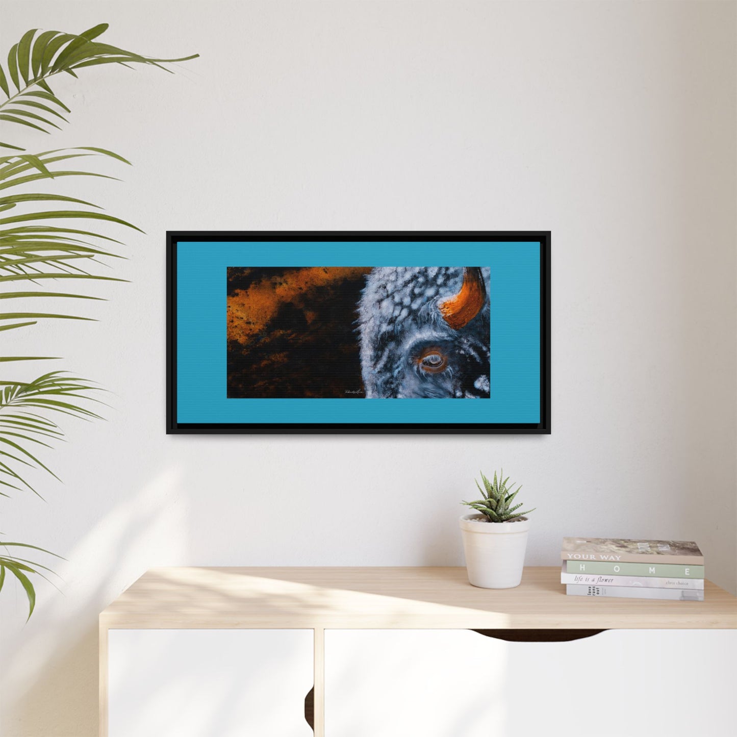 Storm Bison, Framed Matte Canvas Art