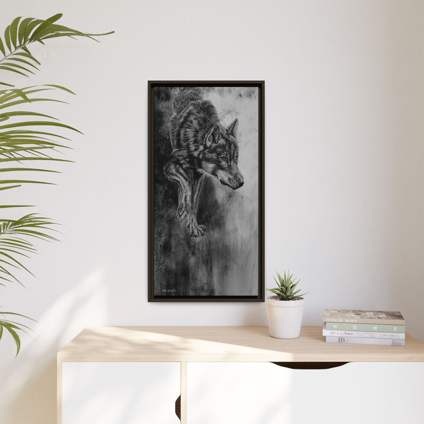 Specter, Wolf Portrait Framed Matte Canvas Wall Art
