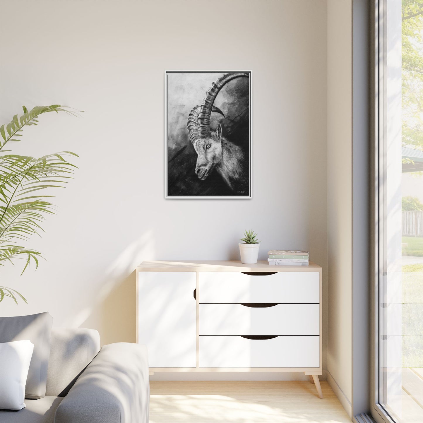 Apex,  Alpine Mountain Goat, Framed Matte Canvas Art Print,