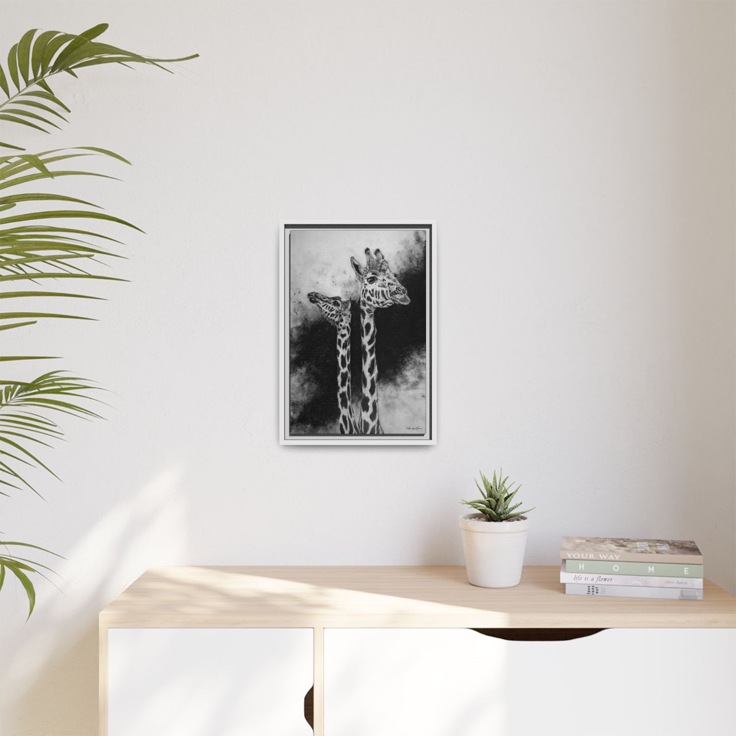 Grace in the Grasslands, Giraffe, Framed Matte Canvas Wall Decor
