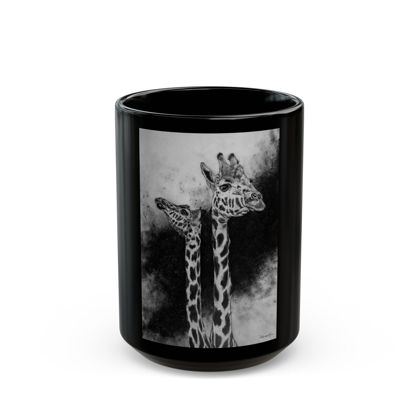 Grace in the Grassland, Giraffe Black Mug (11oz, 15oz)