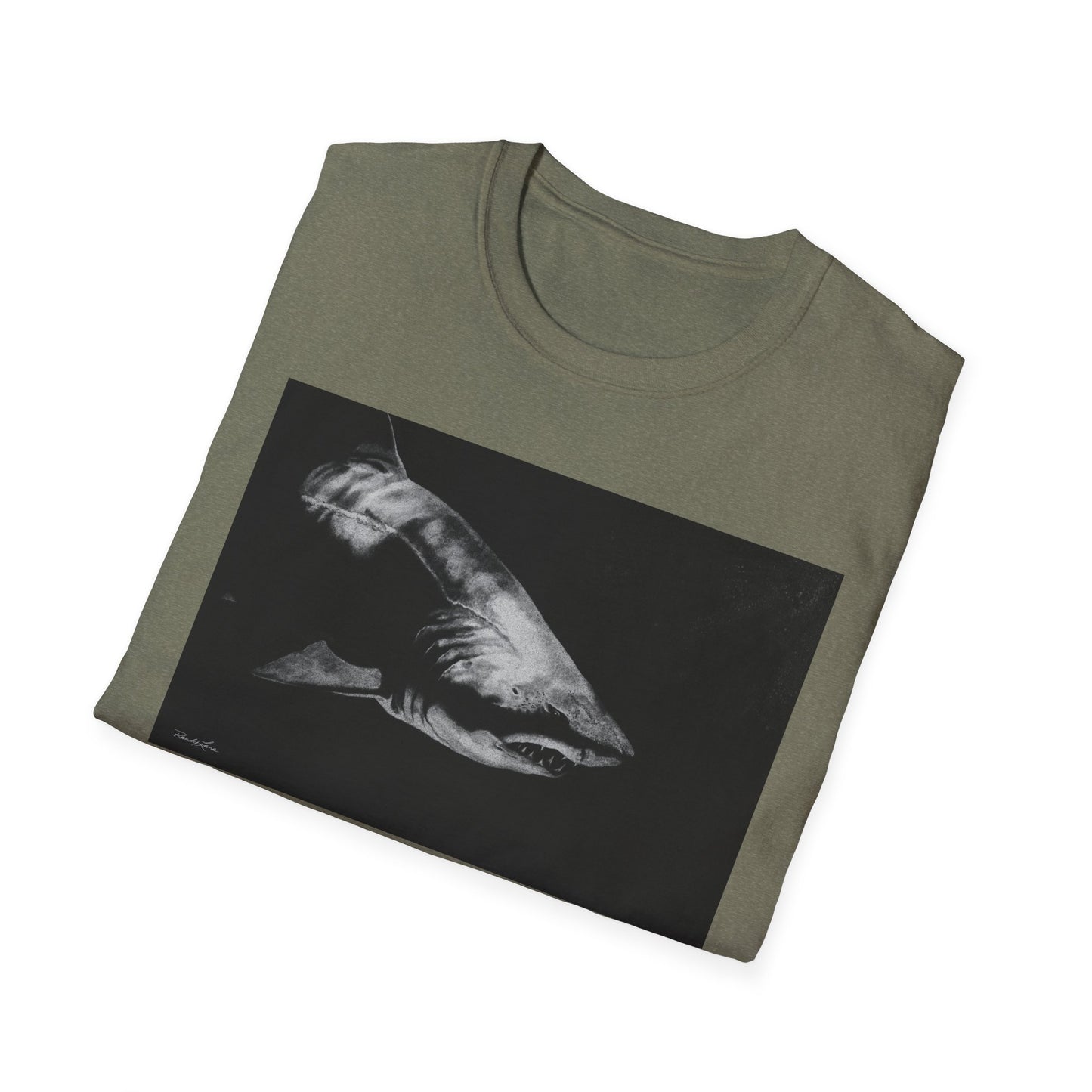 Below, Shark theme Unisex Soft T-Shirt