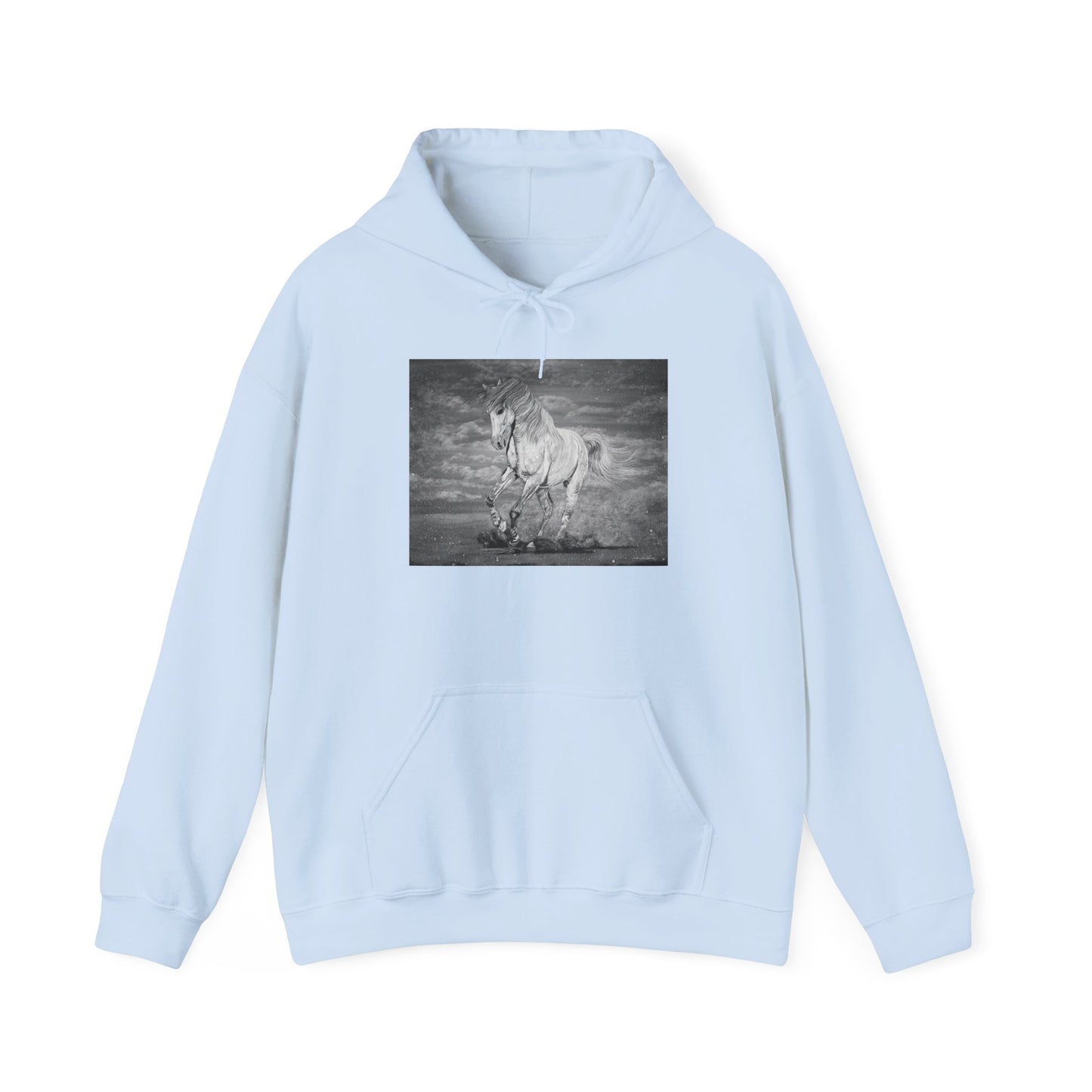 Equine Elegance. Prancing Horse Print Hooded Sweatshirt