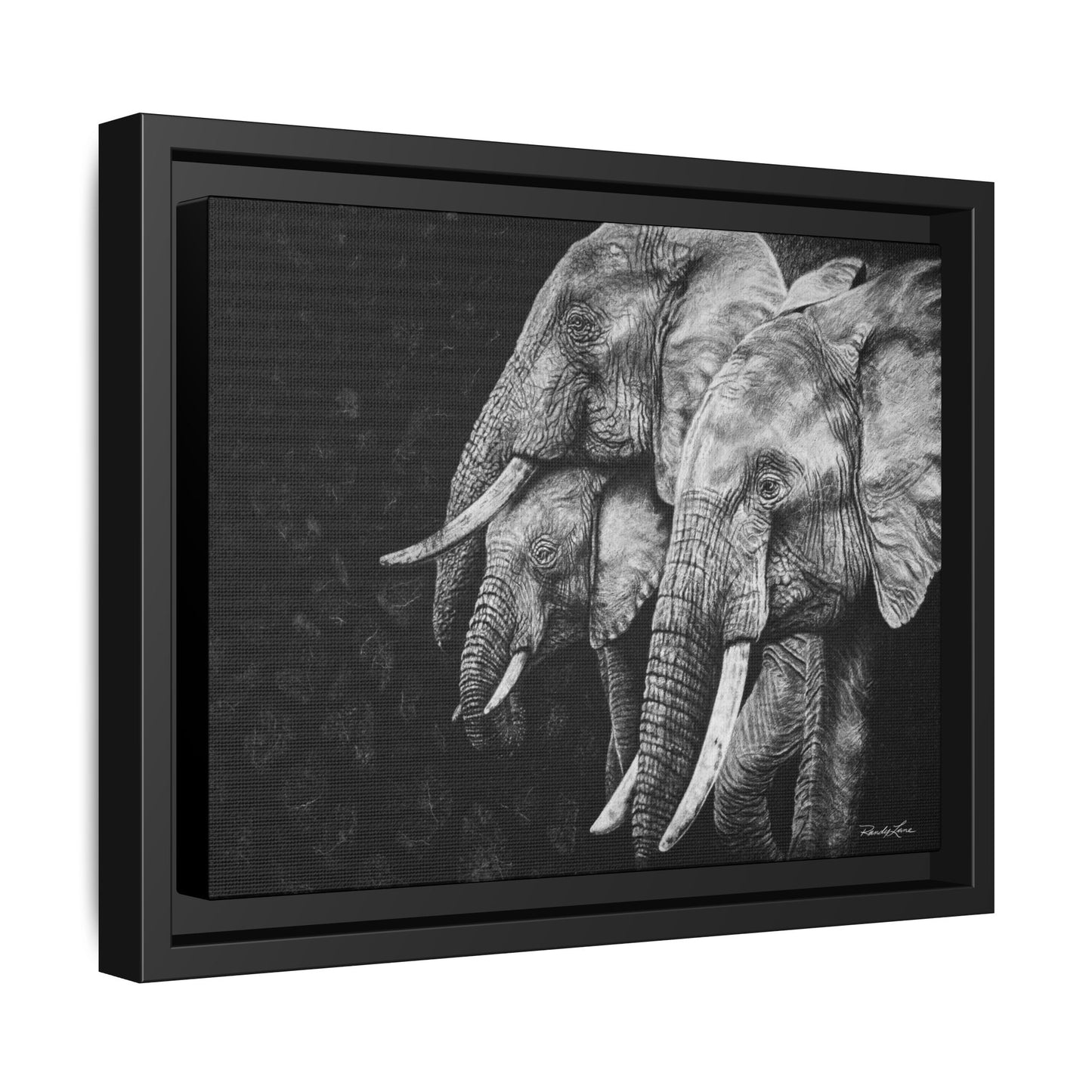 Brushland Bond. Elephant Art Framed Stretched Matte Canvas Print