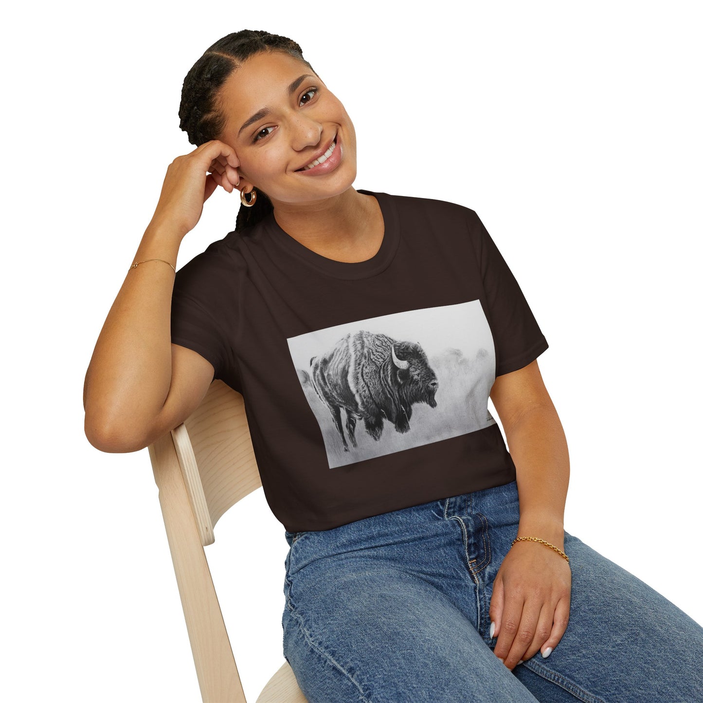 Prairie Bison, Bison Painting T-Shirt — Buffalo Wildlife Tee