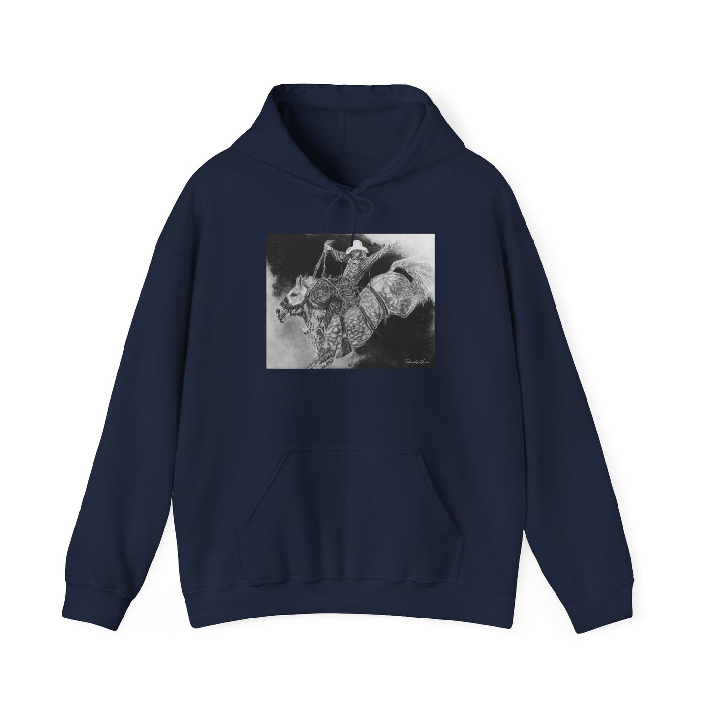 Big Grey, Rodeo Bareback Bronc Painting Hoodie Sweatshirt