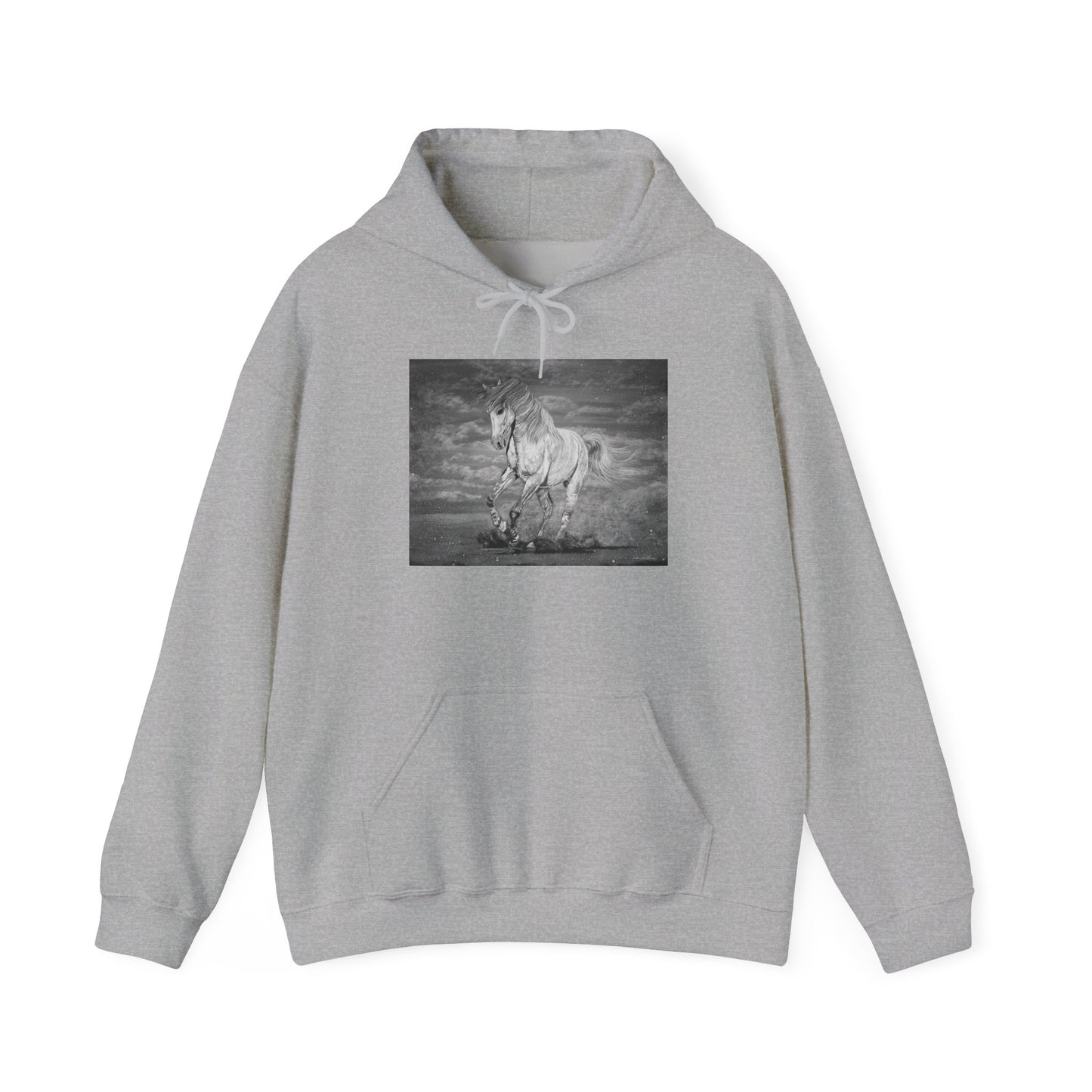 Equine Elegance. Prancing Horse Print Hooded Sweatshirt