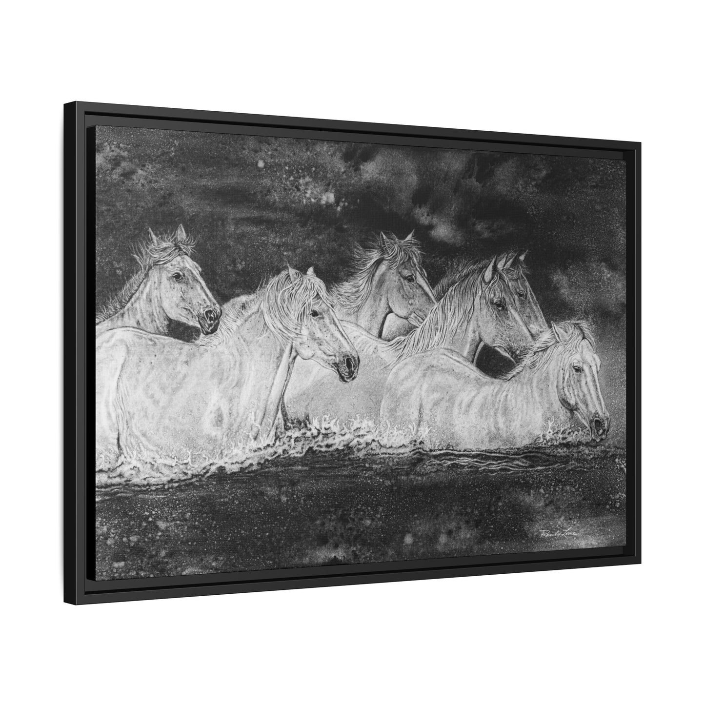 Night Swim, Framed Horse Canvas Art