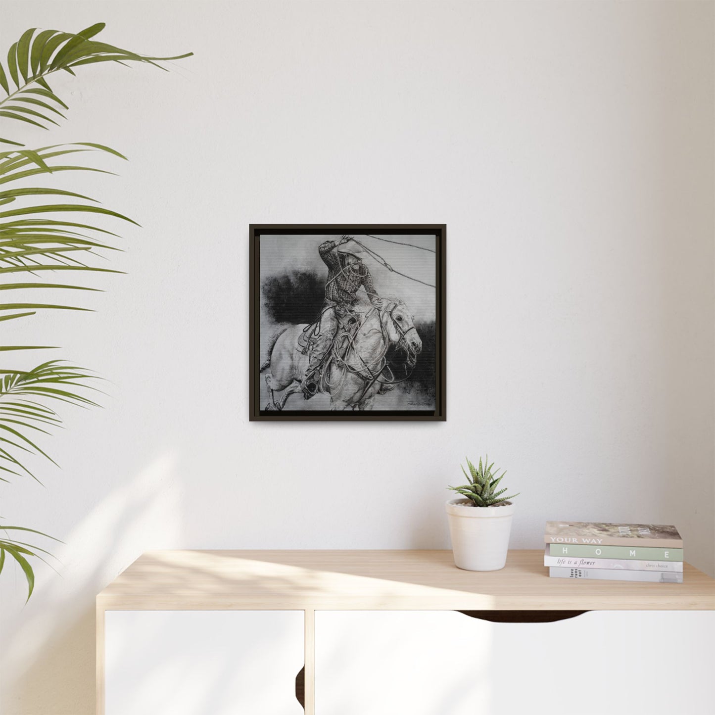 Let it Fly, Rodeo Tie-down Roper Painting, Matte Framed Stretched Canvas