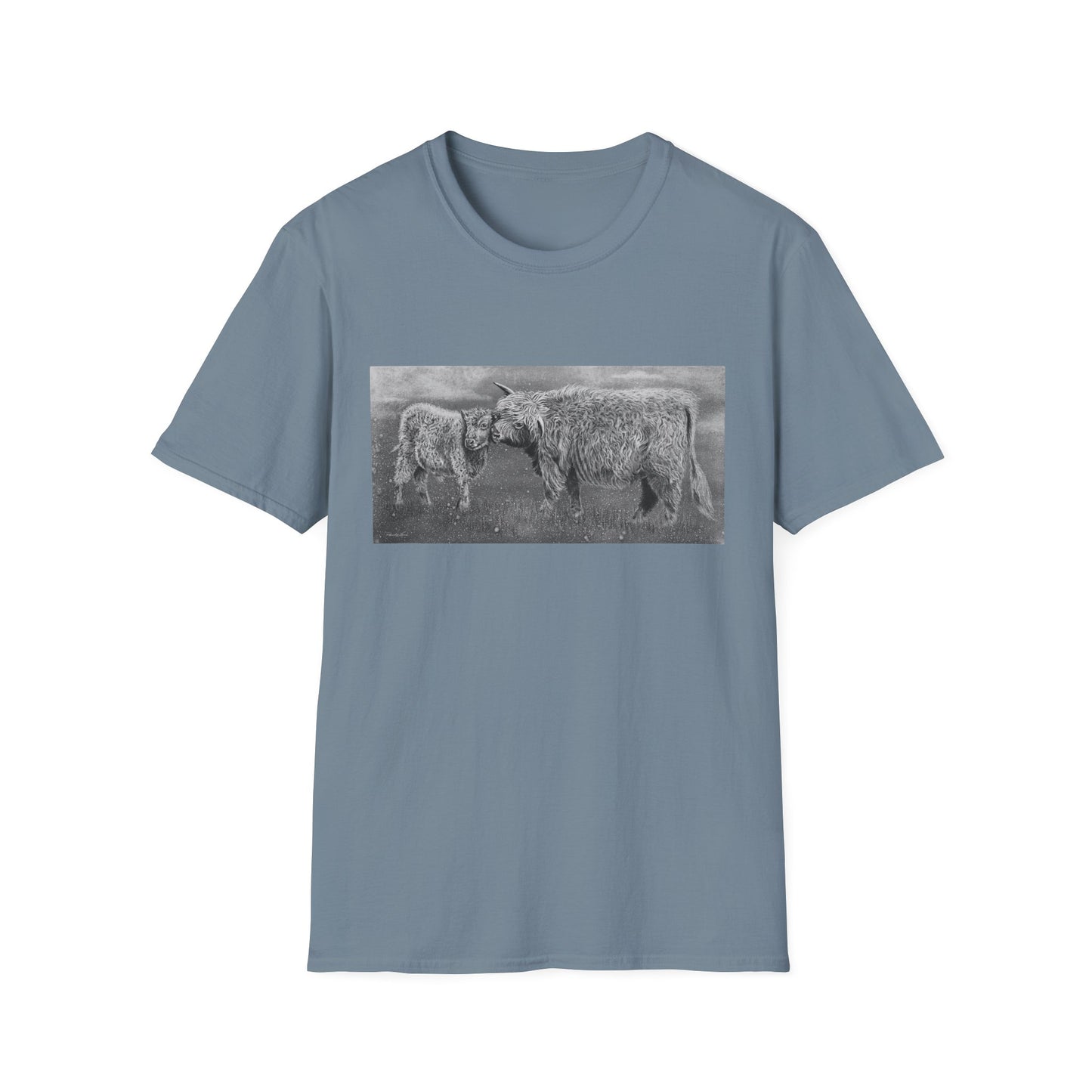 Highland Love, Highland Cow Print Unisex Softstyle T-Shirt
