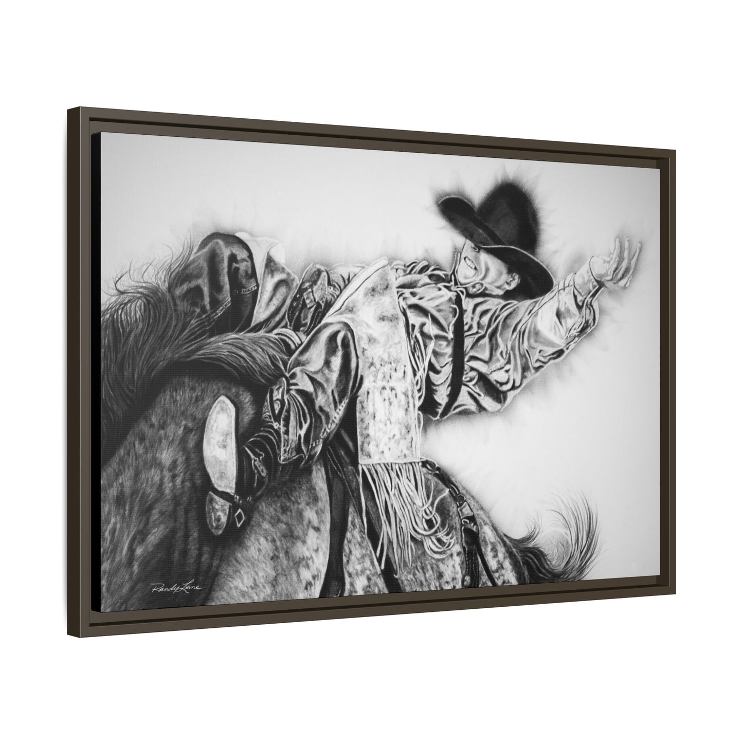 Go Time. Stretched Matte Canvas Framed Rodeo Art Print