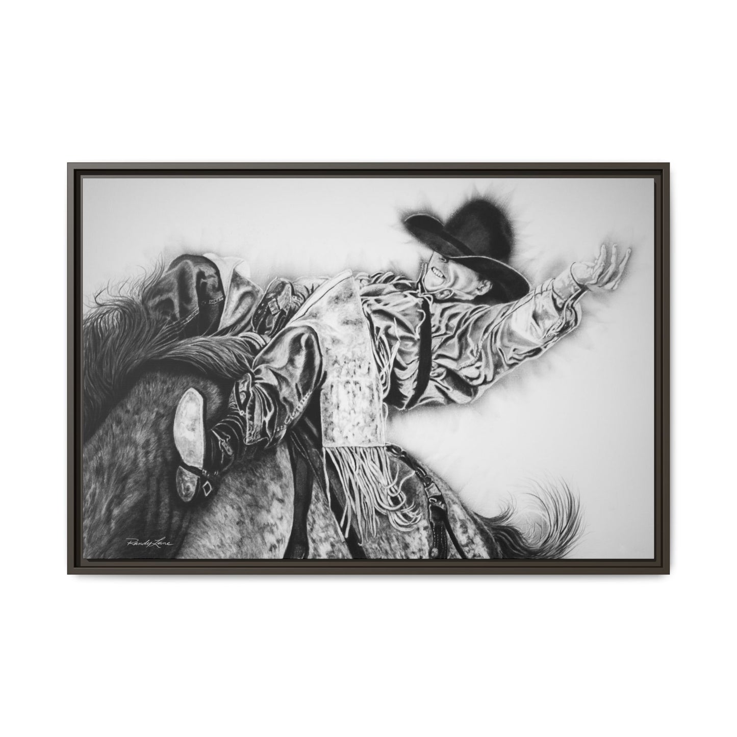 Go Time. Stretched Matte Canvas Framed Rodeo Art Print