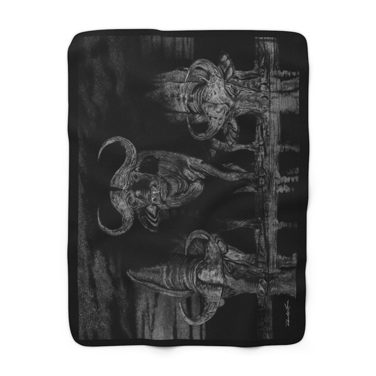 The Waterhole, Cape Buffalo Cozy Wildlife Sherpa Fleece Blanket