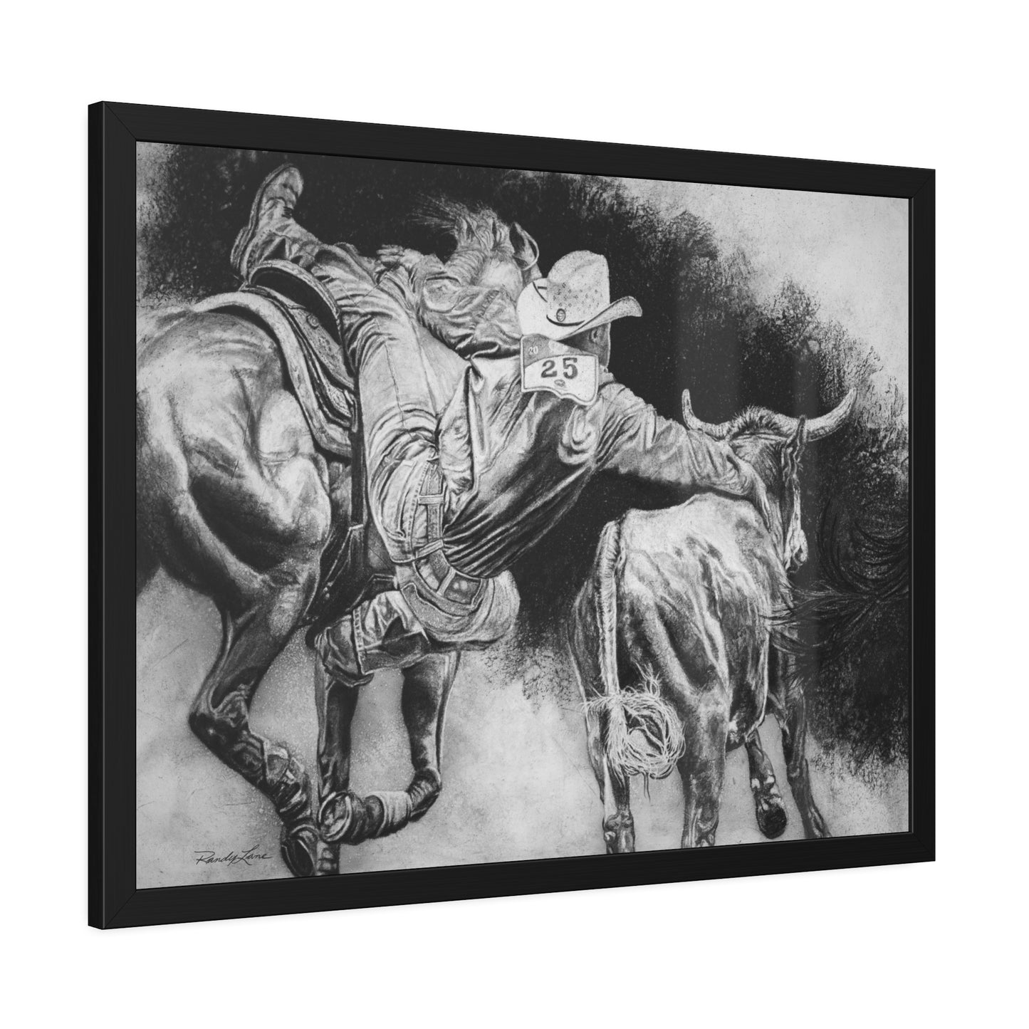 Contact. Cowboy Bulldogger Rodeo Framed Fine Art Print