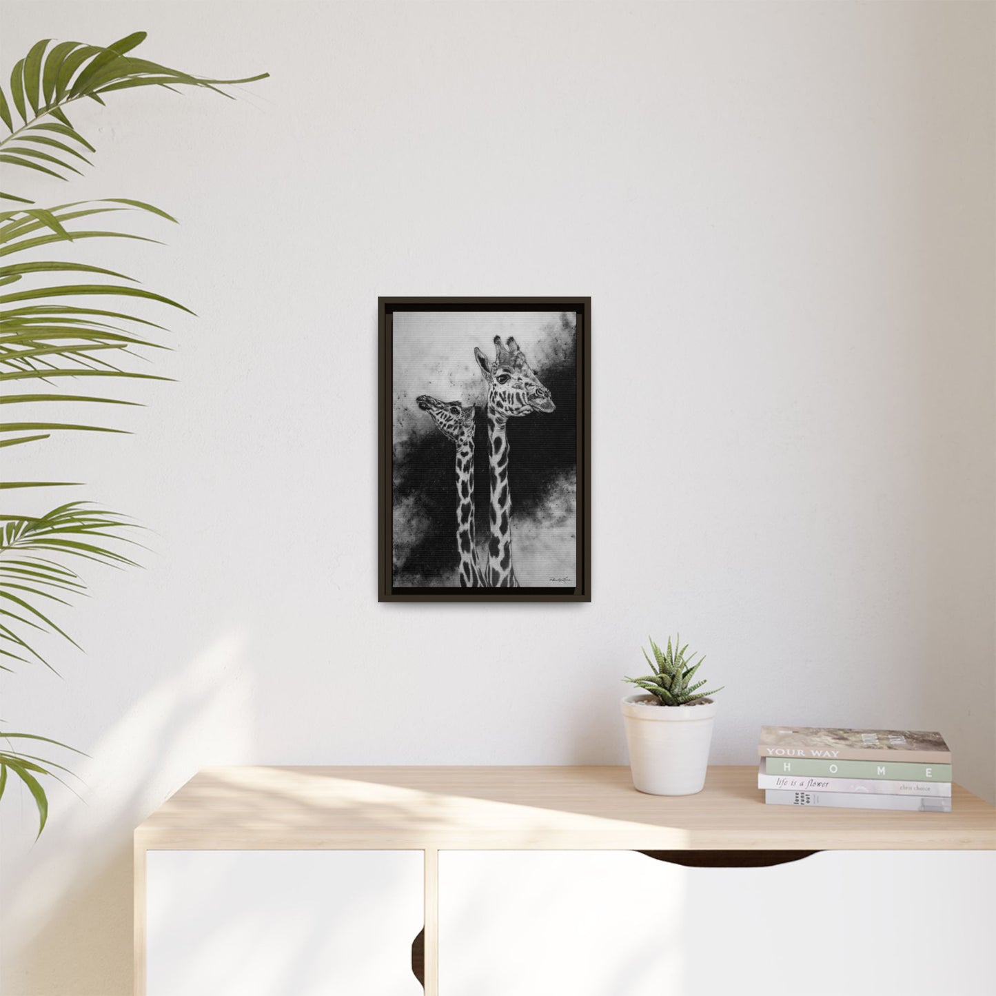 Grace in the Grasslands, Giraffe, Framed Matte Canvas Wall Decor