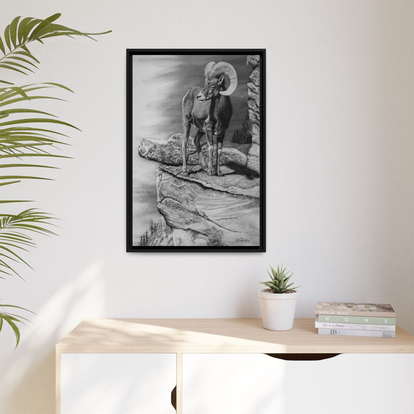 Legendary, Bighorn Sheep Framed Matte Stretched Canvas