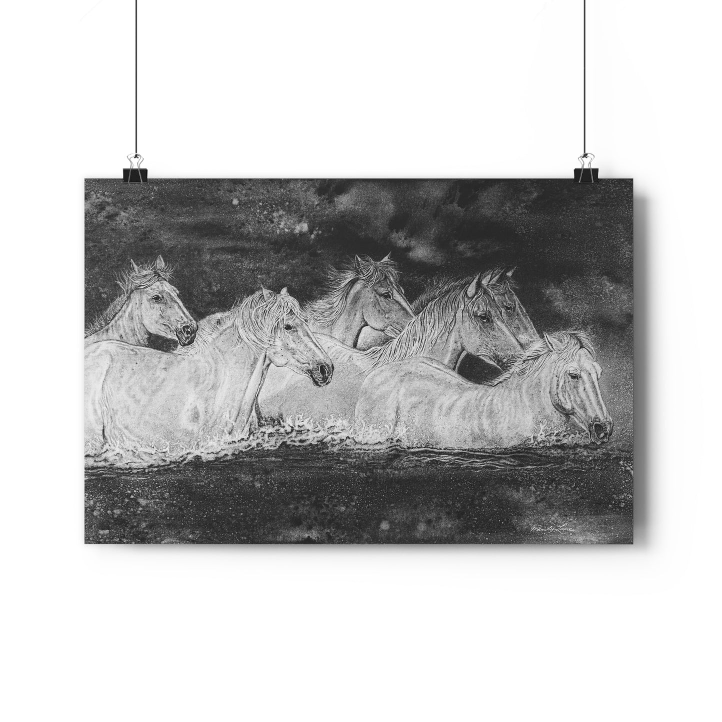 Night Swim, Horse Theme Giclée Art Print