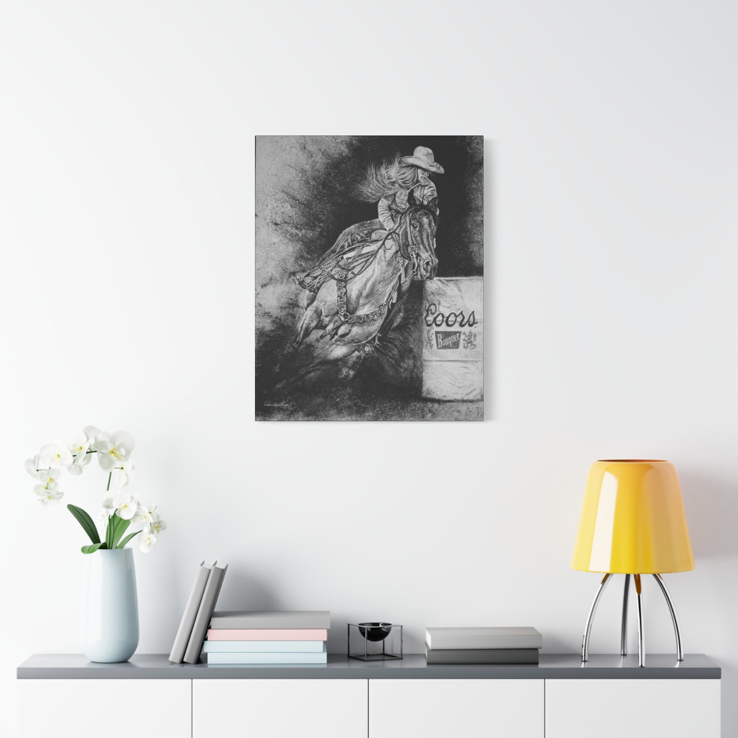 Sophie's Run. Rodeo Barrel Racer Art Stretched Canvas