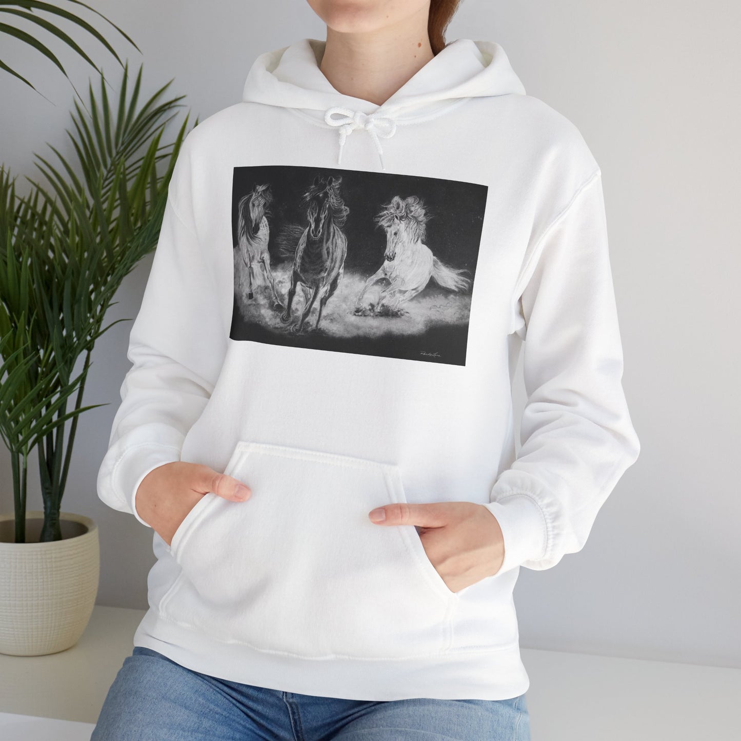 Midnight Run. Horse Cozy Unisex Hooded Pullover