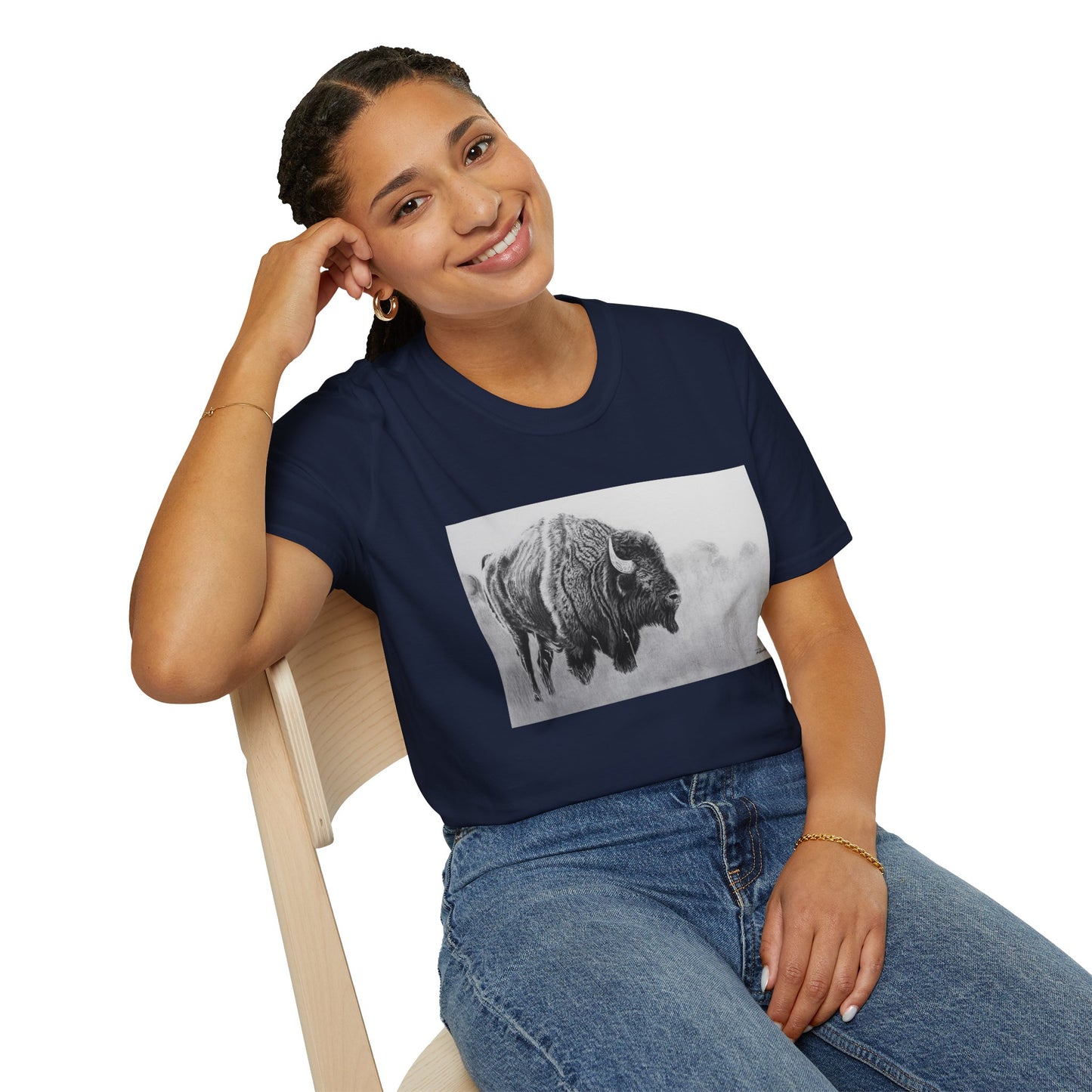 Prairie Bison, Bison Painting T-Shirt — Buffalo Wildlife Tee