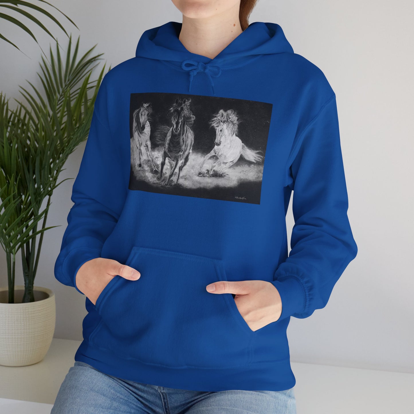 Midnight Run. Horse Cozy Unisex Hooded Pullover