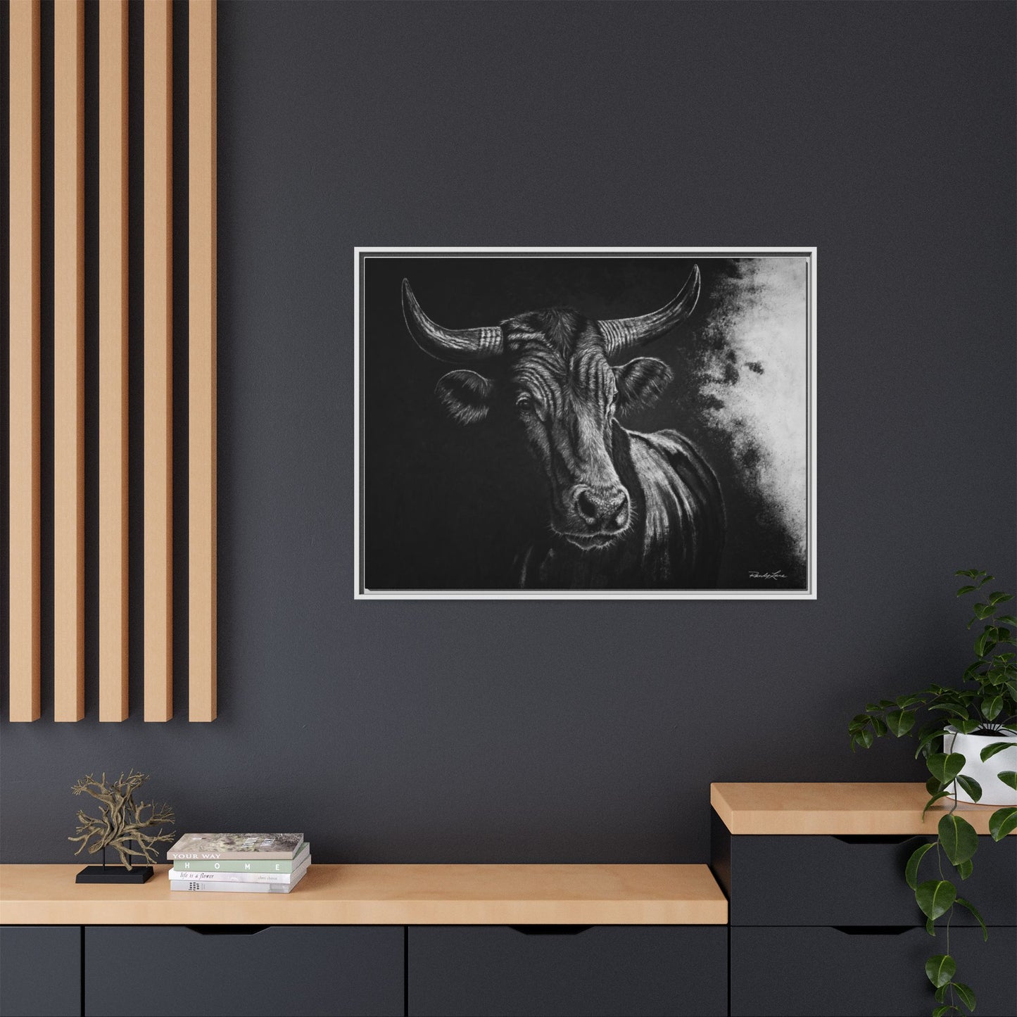Stonebreaker. Bucking Bull Framed Stretch Matte Canvas Print