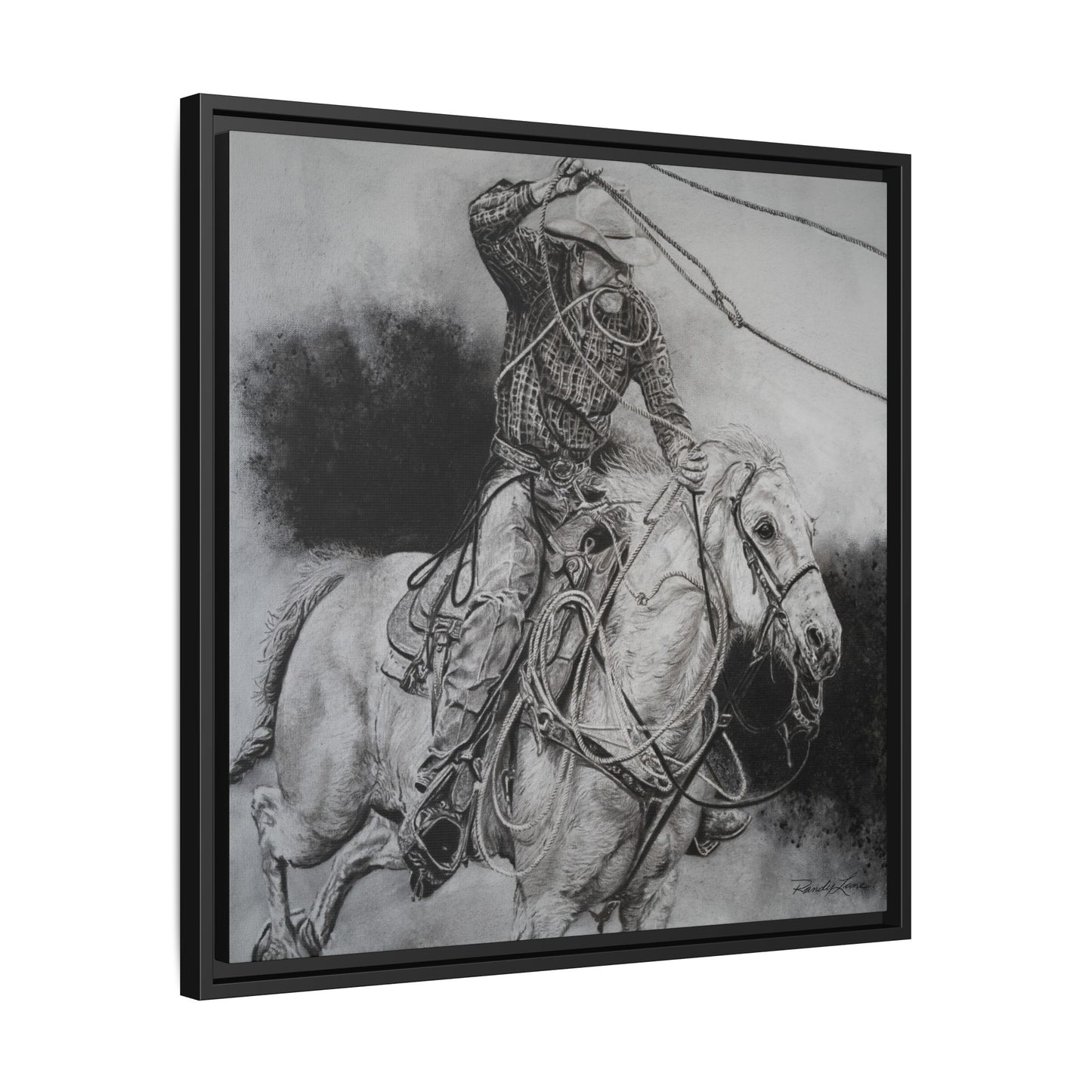 Let it Fly, Rodeo Tie-down Roper Painting, Matte Framed Stretched Canvas
