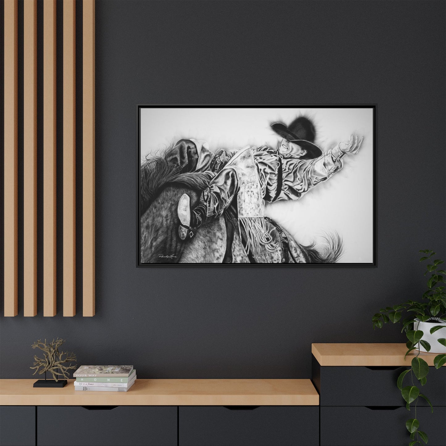 Go Time. Stretched Matte Canvas Framed Rodeo Art Print